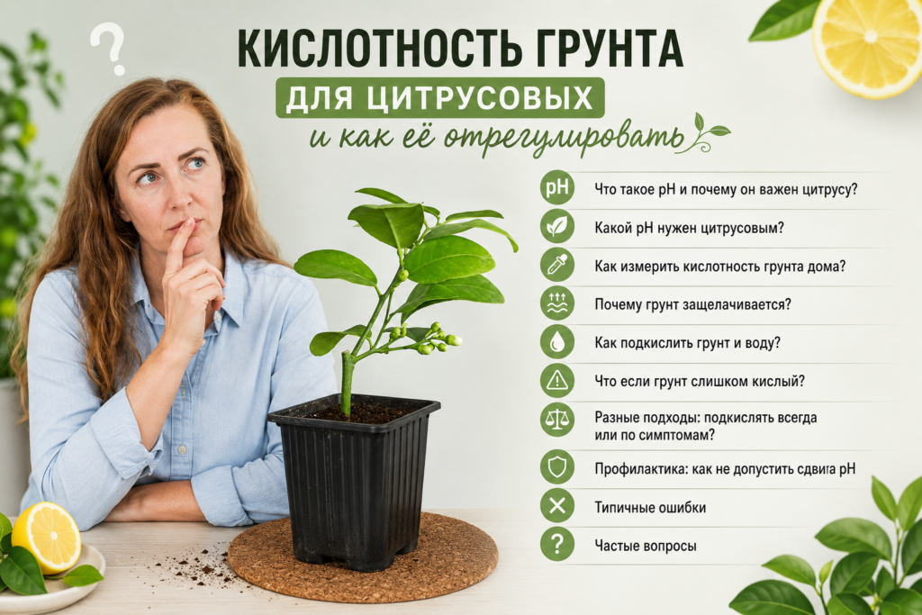 Кислотность грунта может значительно влиять на рост и развитие комнатного цитруса