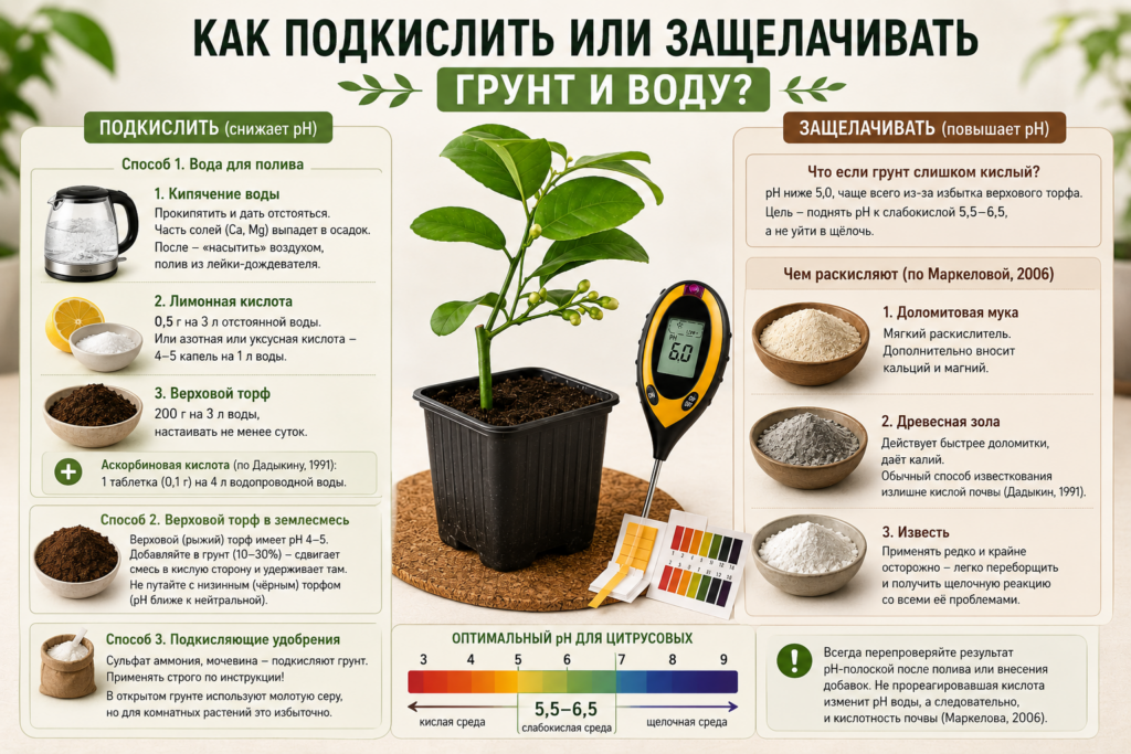 Рабочая памятка по регуляции кислотности грунта