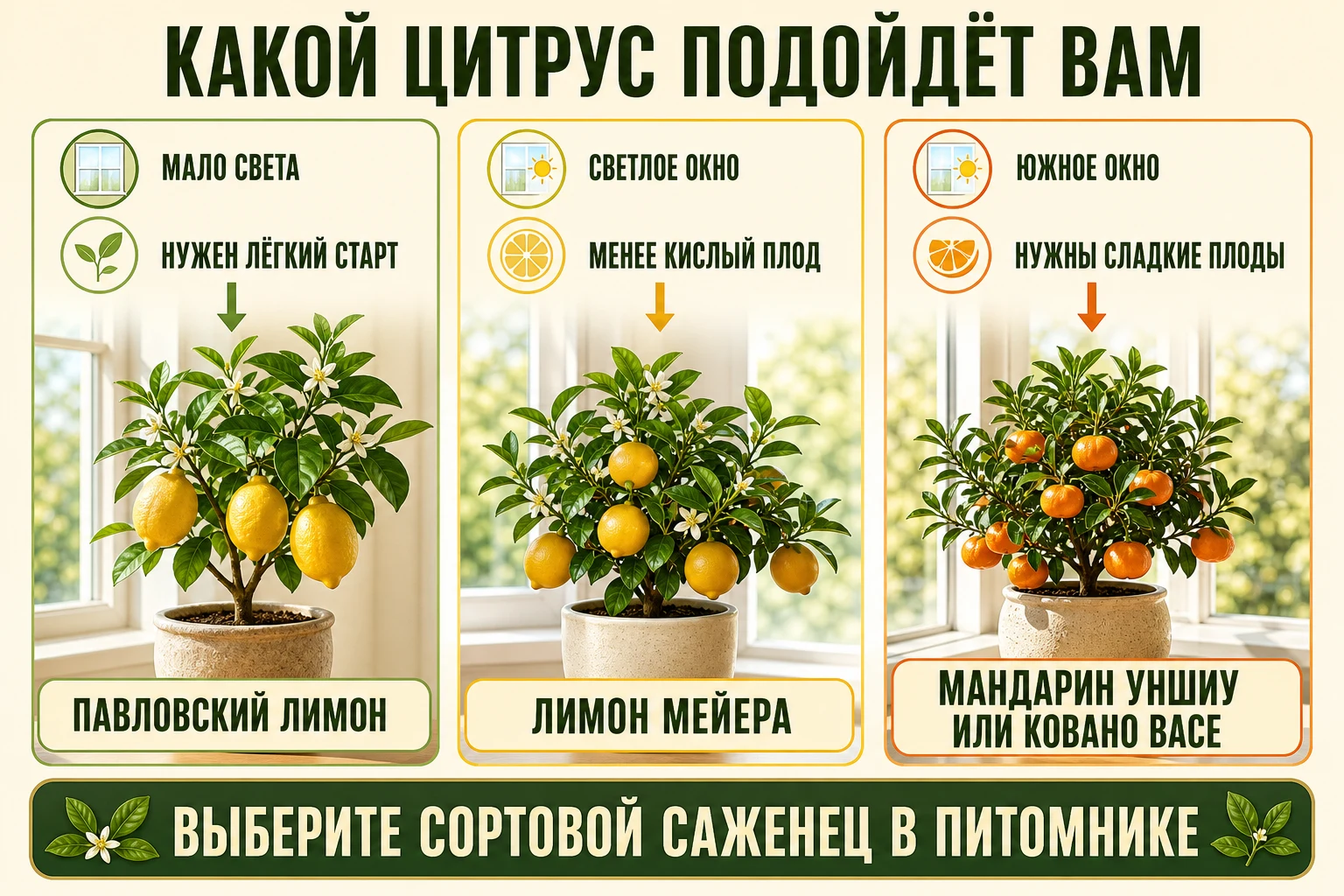 Как выбрать комнатный цитрус по освещению окна и желаемому вкусу плодов