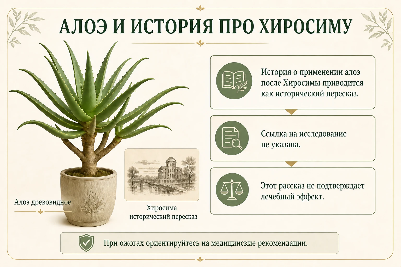 Схема границы между этноботаническим пересказом об алоэ и клиническим доказательством.