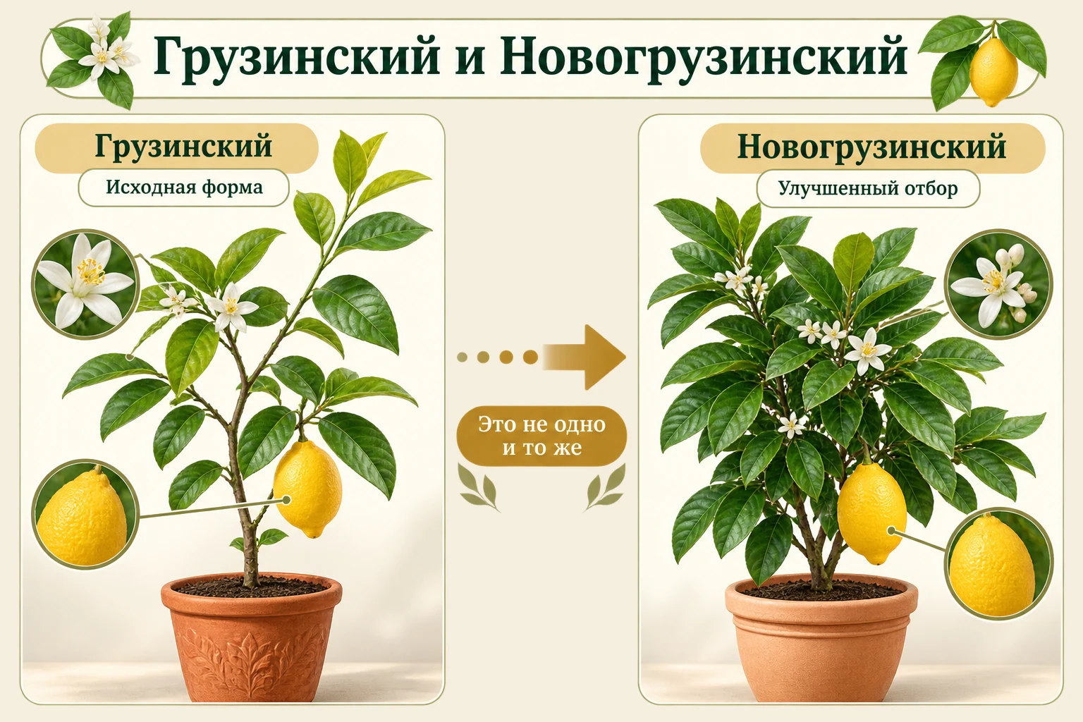Сравнение исходного Грузинского лимона и улучшенного отбора Новогрузинского.
