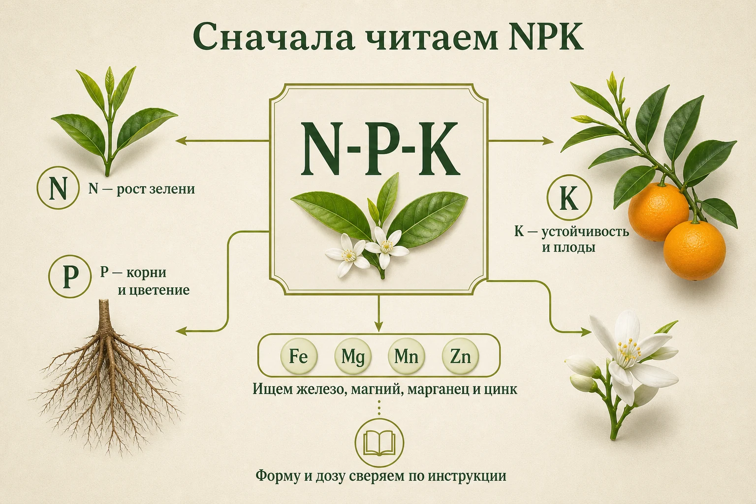 Как читать состав удобрения: наглядная схема для комнатных цитрусов