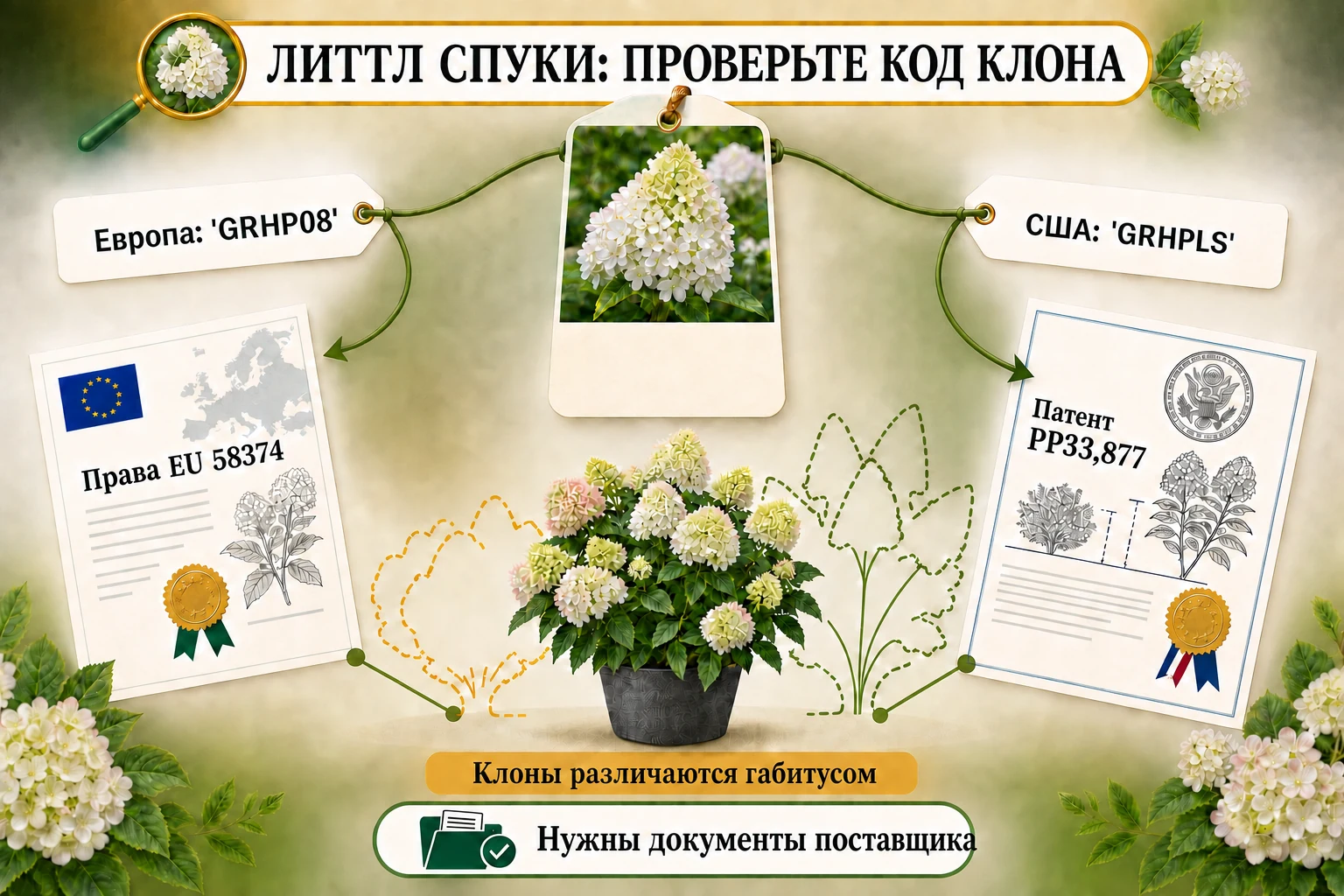 Одно имя Little Spooky, две кодовые бирки 'GRHP08' и 'GRHPLS' и соответствующие документы.