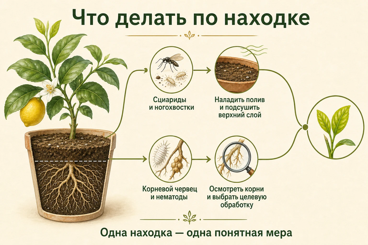 Что делать при сциаридах, ногохвостках, корневом червеце и нематодах в горшке лимона