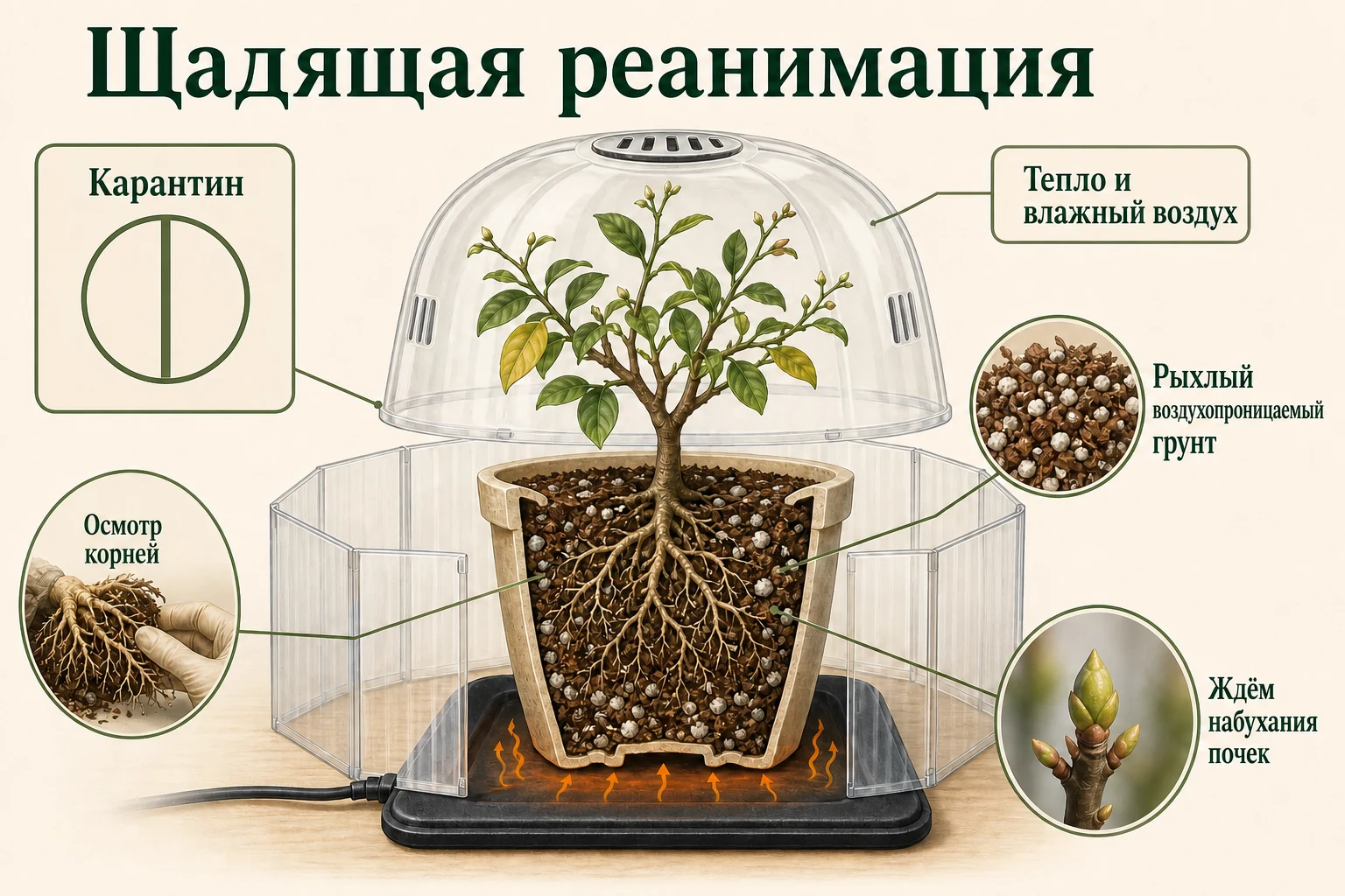 Щадящие условия реанимации ослабленного цитруса