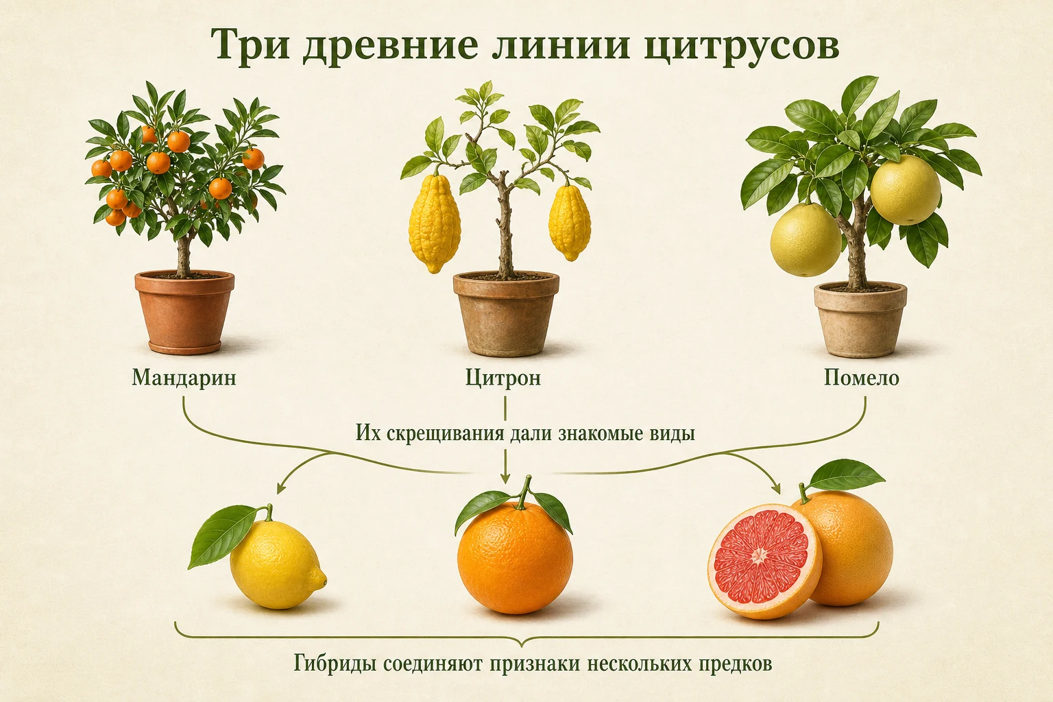 Семейство цитрусовых: крупные группы: наглядная схема для комнатных цитрусов