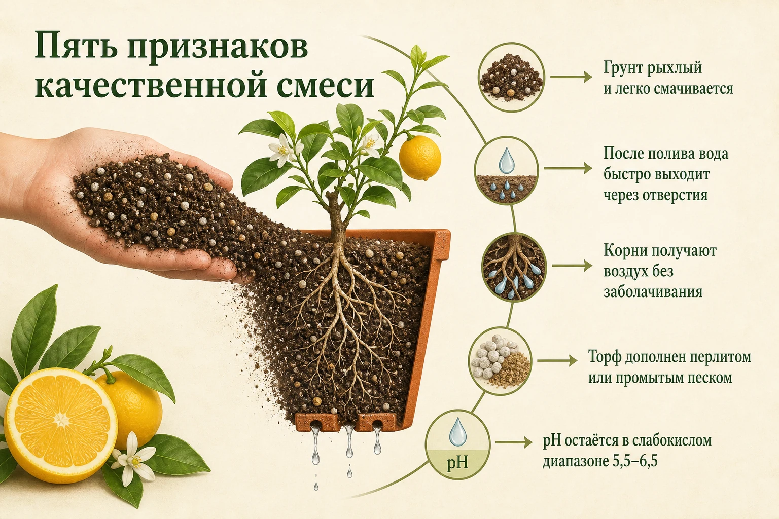 Пять признаков качественного готового грунта для цитрусовых