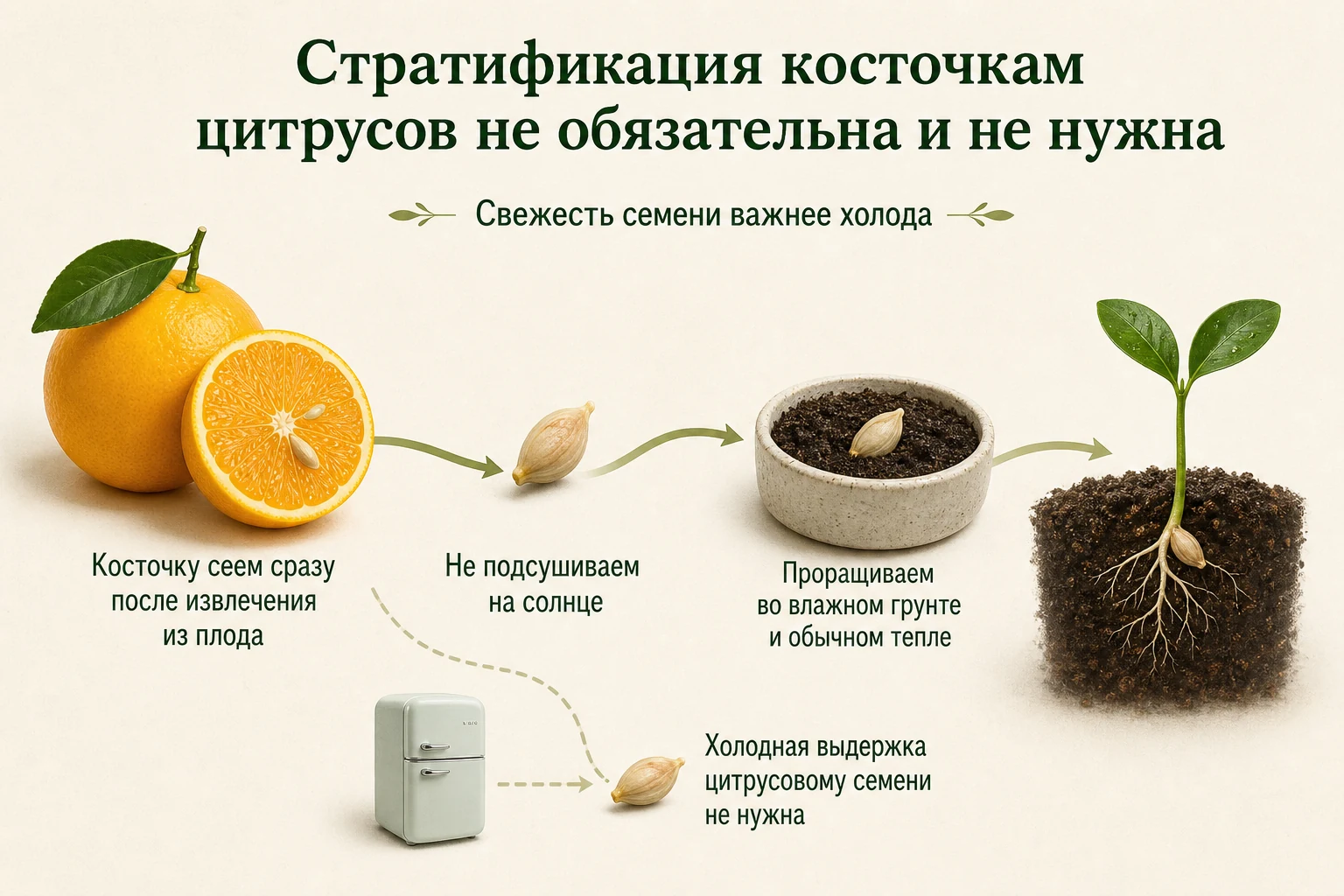 Почему свежим косточкам цитрусов не нужна холодная стратификация