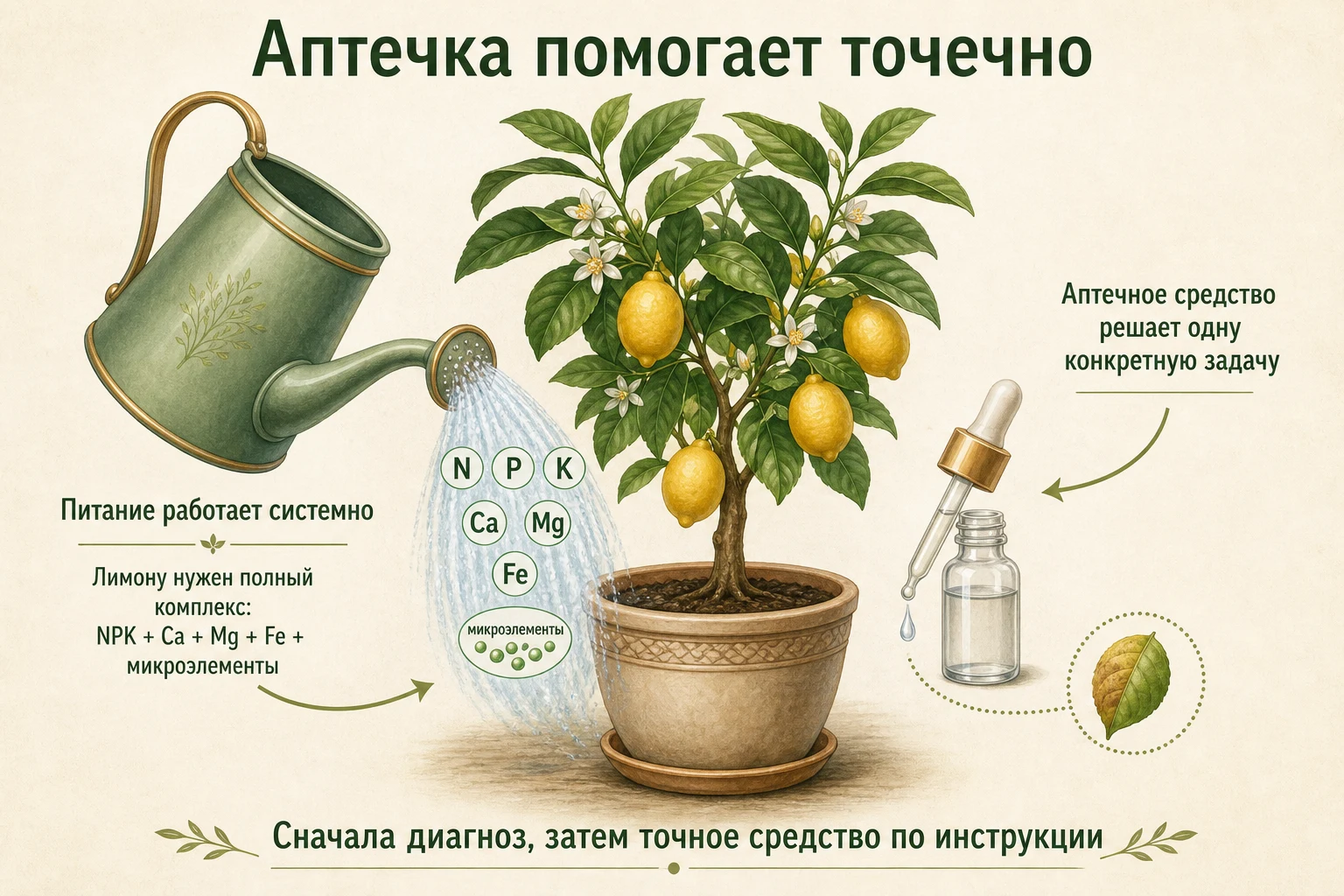 Полный комплекс питания для лимона и точечная роль домашнего аптечного средства