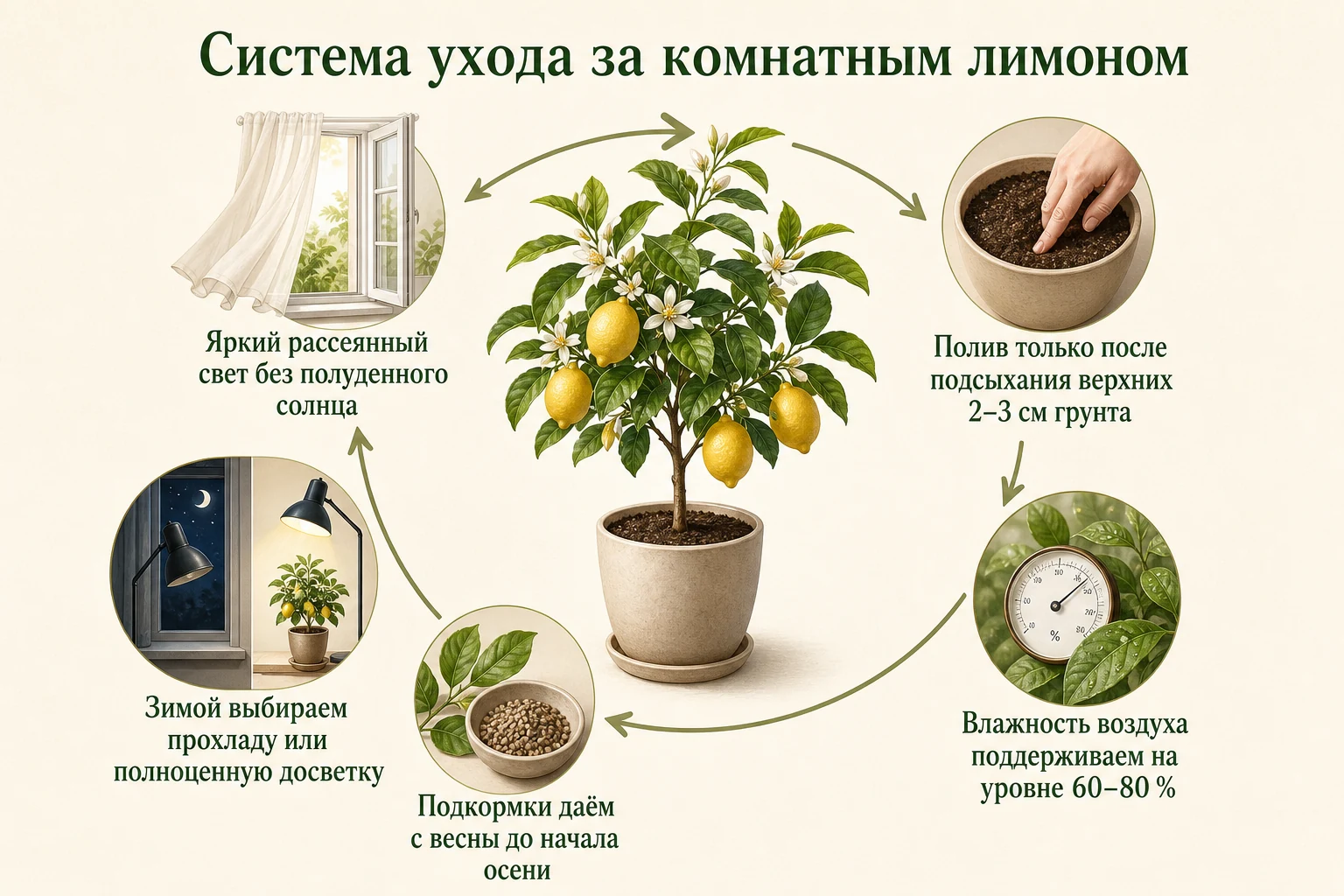 Пять основных условий ухода за комнатным лимоном