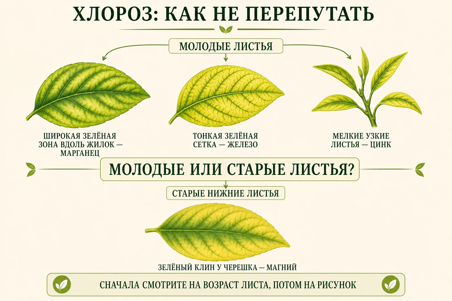 Как отличить дефицит марганца, железа, цинка и магния у цитруса