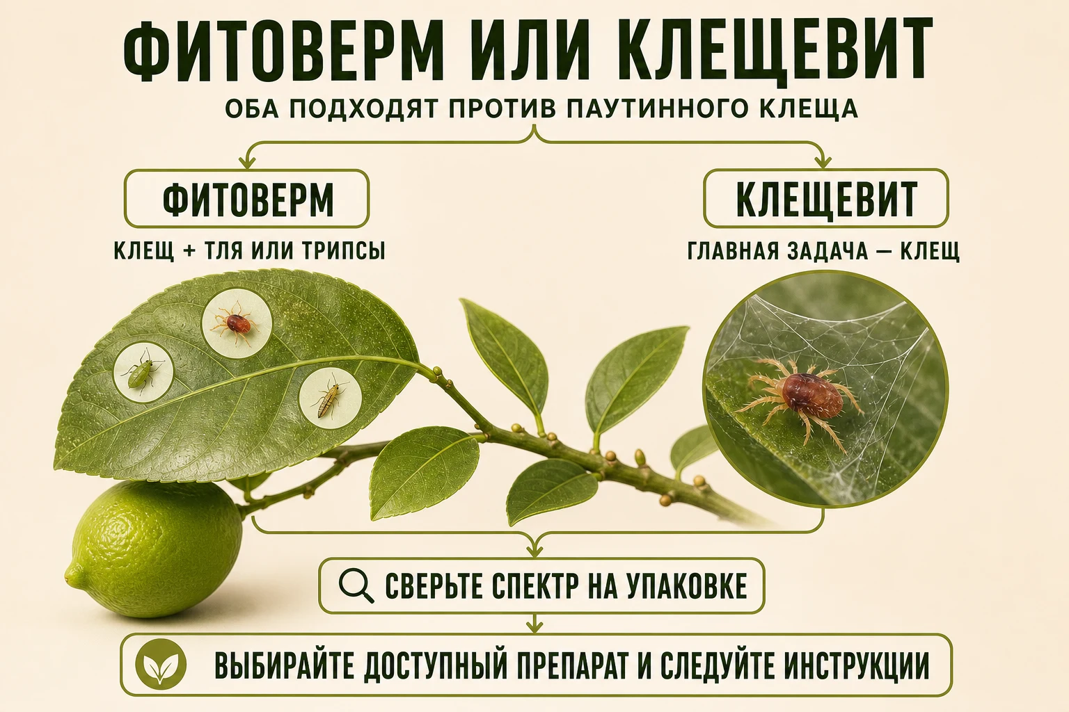 Сравнение Фитоверма и Клещевита для комнатных цитрусов