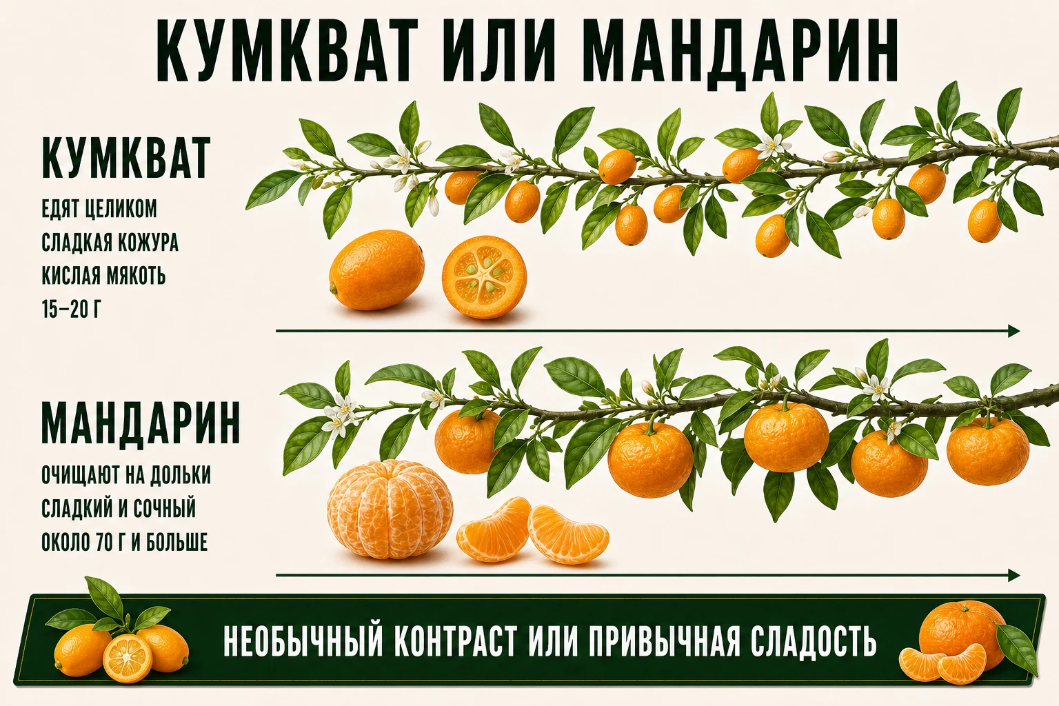 Как едят кумкват и мандарин: сравнение плодов